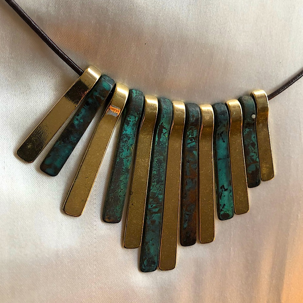 Gold and Teal/Turquoise Statement Necklace